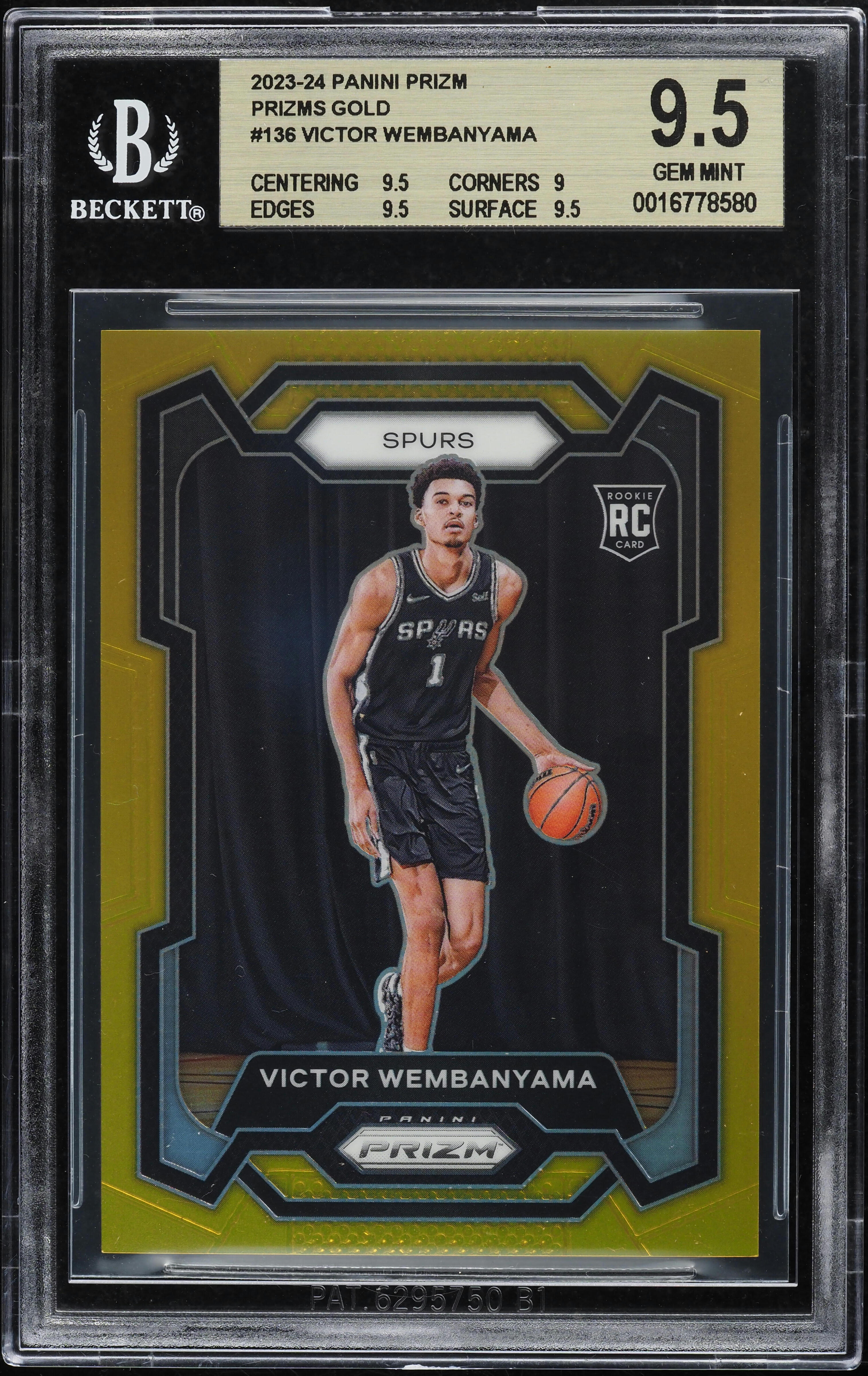 2023 Panini Prizm Gold Victor Wembanyama ROOKIE /10 #136 BGS 9.5 