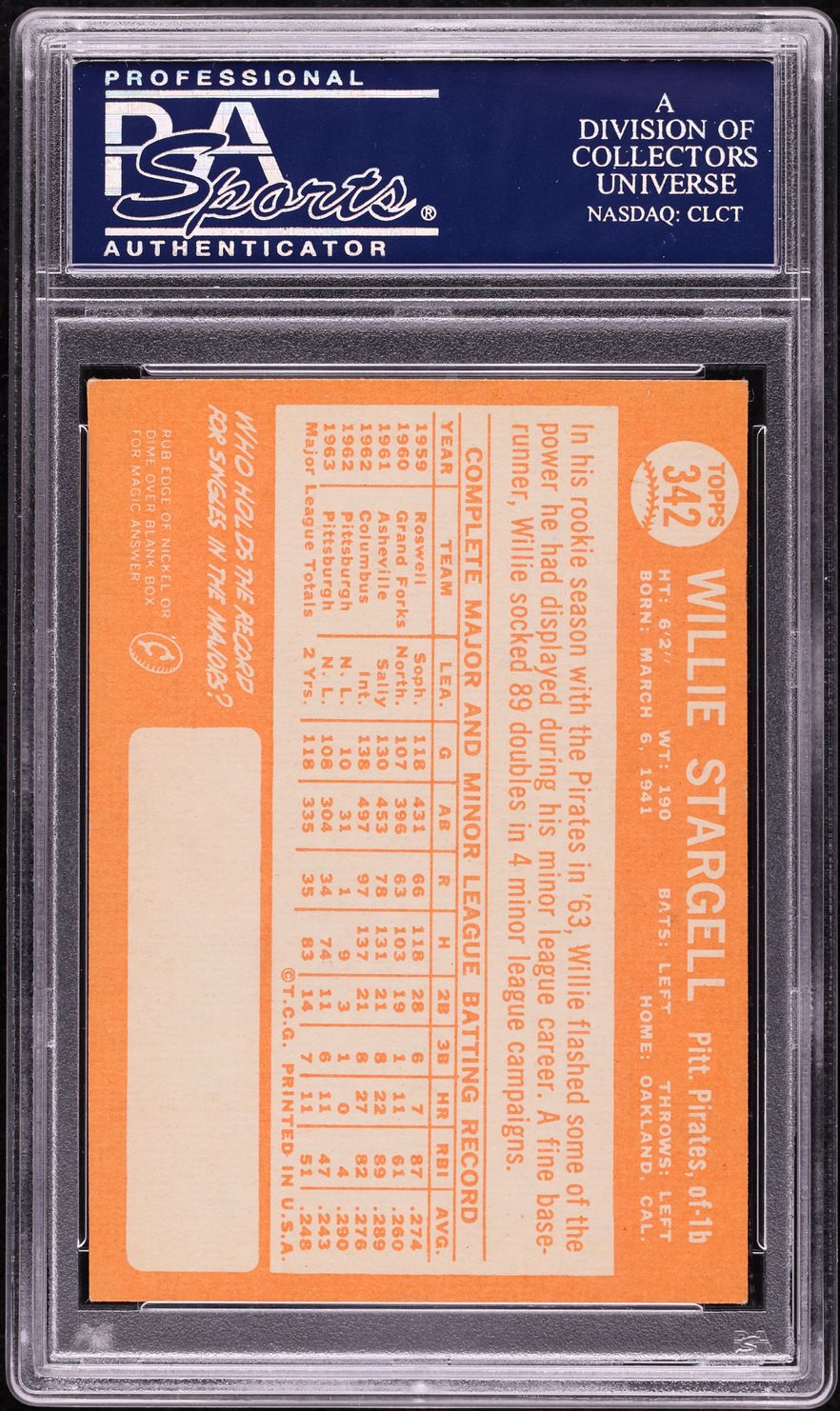 1964 Topps Willie Stargell #342 PSA 6 EXMT