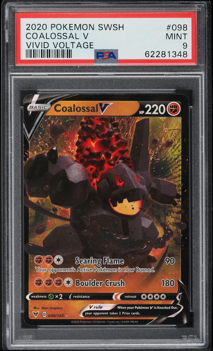 2020 Pokemon Sword & Shield Vivid Voltage Coalossal V #98 PSA 9 MINT