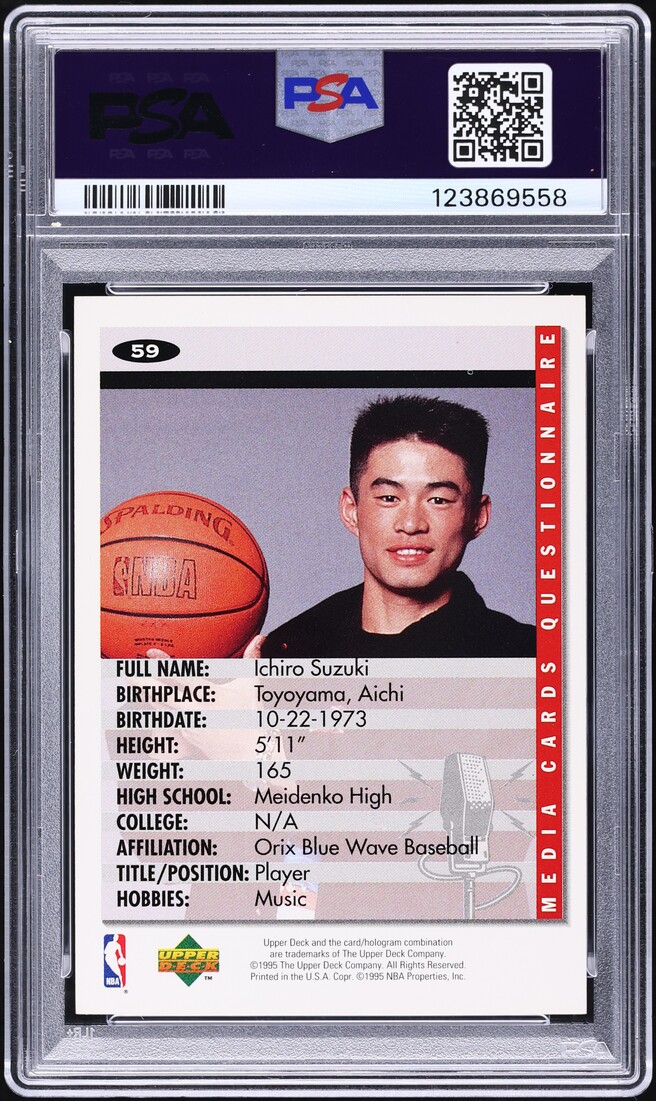 1995 Collector's Choice Player Promo Ichiro Suzuki ROOKIE #59 PSA