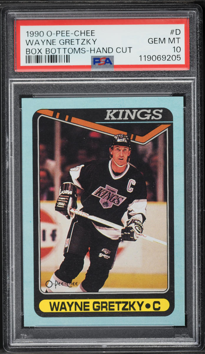 1990 O-Pee-Chee Box Bottoms Wayne Gretzky HAND CUT #D PSA 10 GEM MINT
