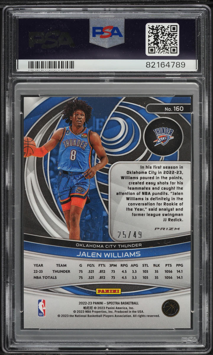 2022 Panini Spectra Astral Jalen Williams ROOKIE /49 #160 PSA 8 NM-MT