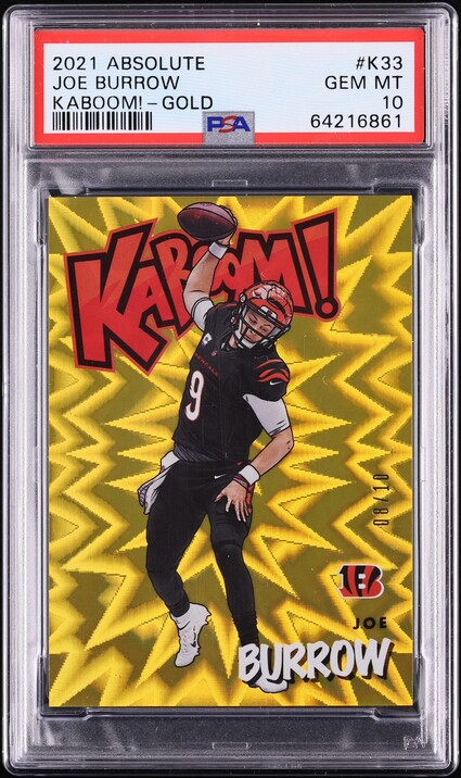 2021 Absolute Kaboom! Gold Joe Burrow /10 #K33 PSA 10 GEM MINT