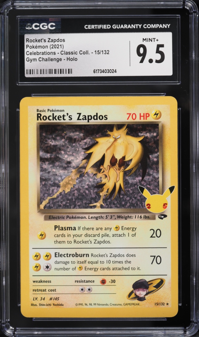 2021 Pokemon Sword & Shield Celebrations Classic Holo Rocket's Zapdos #15 CGC 9.5 MINT+