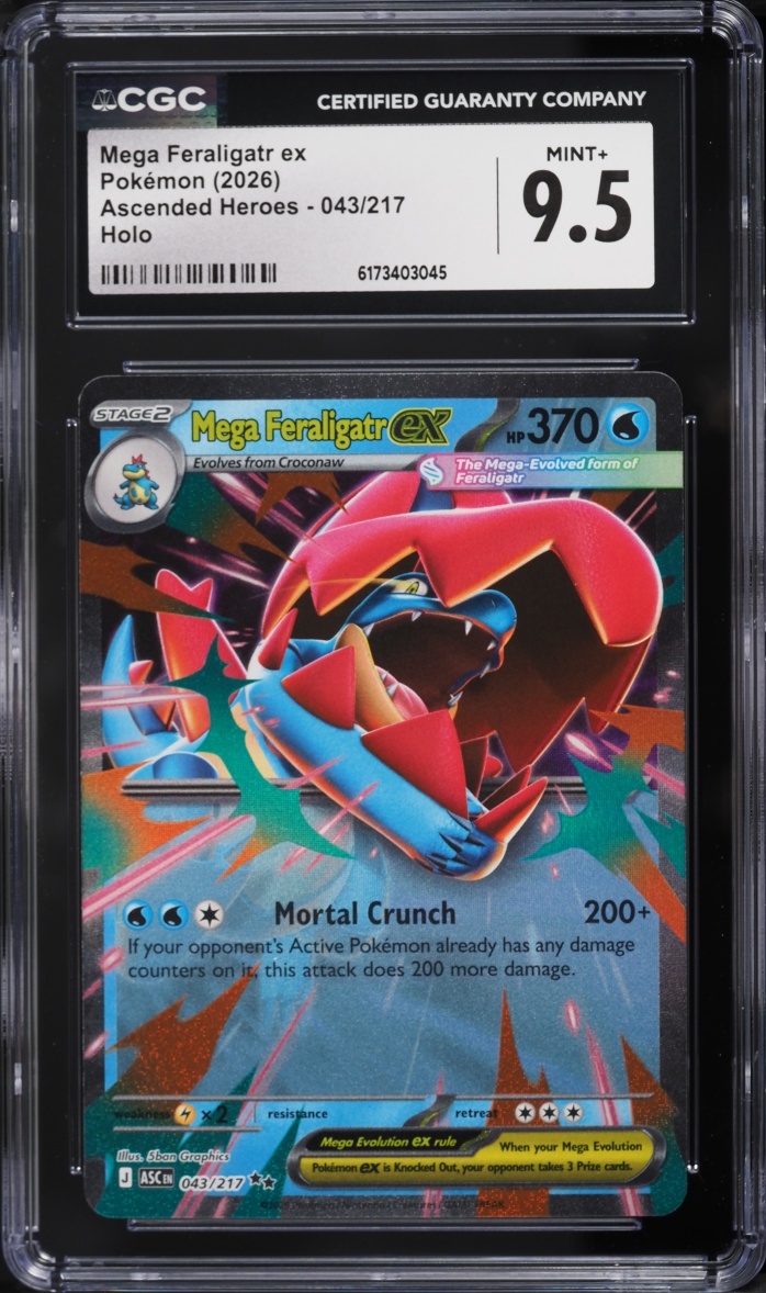 2026 Pokemon Mega Evolution Ascended Heroes Holo Mega Feraligatr ex #43 CGC 9.5 MINT+