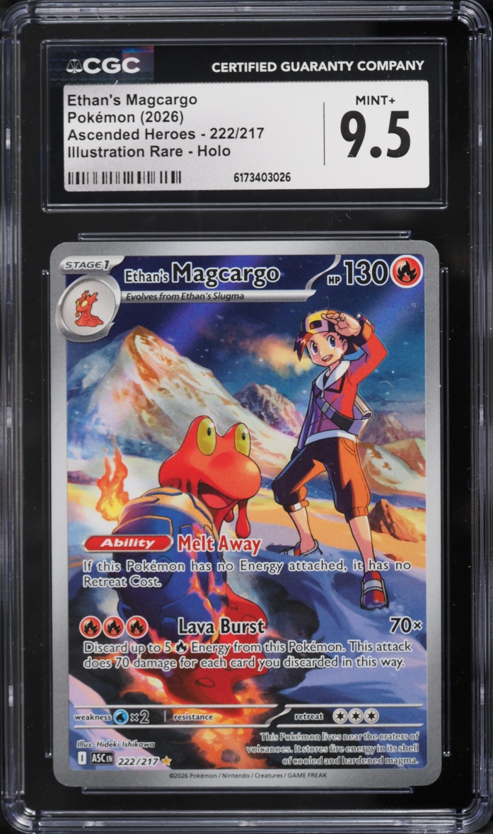 2026 Pokemon Mega Evolution Ascended Heroes IR Ethan's Magcargo #222 CGC 9.5 MINT+