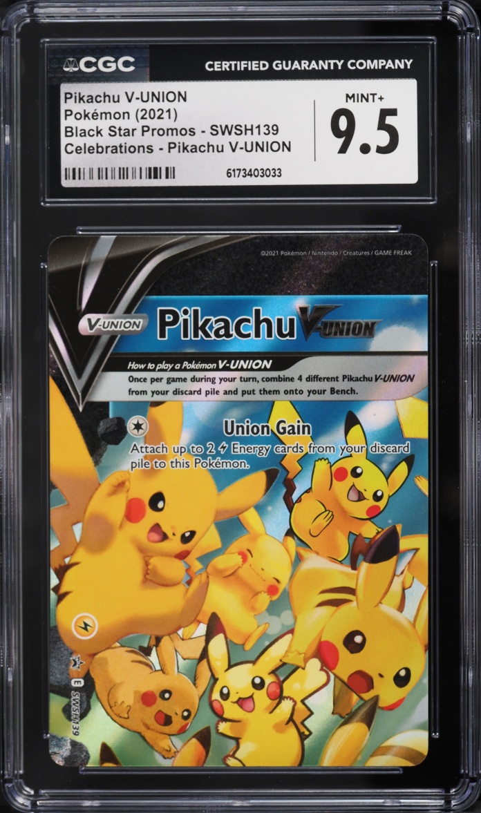 2021 Pokemon Sword & Shield Promo Celebrations Holo Pikachu V-UNION #SWSH139 CGC 9.5 MINT+