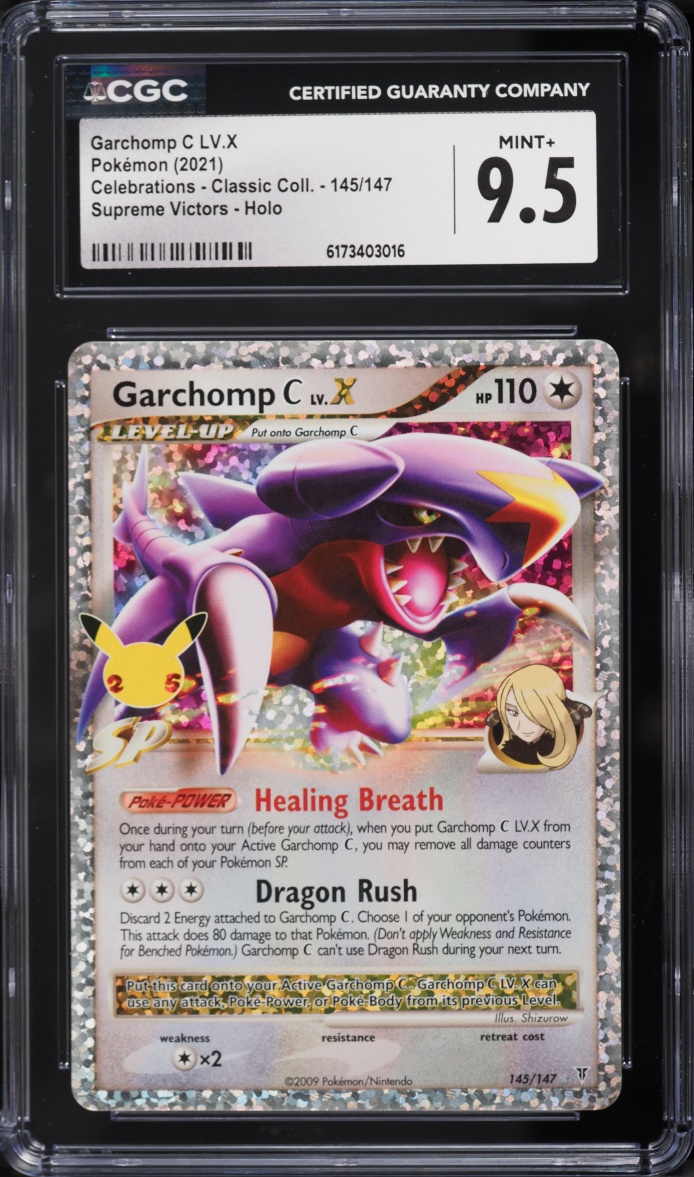 2021 Pokemon Sword & Shield Celebrations Holo Garchomp C LV.X #145 CGC 9.5 MINT+