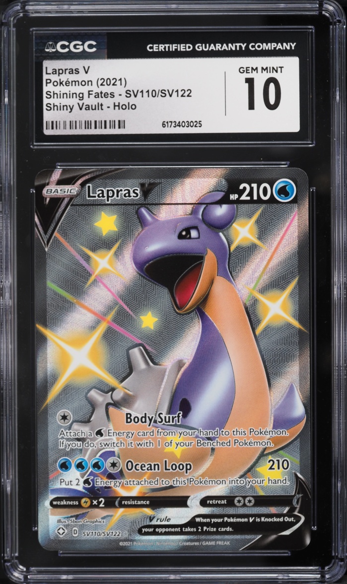 2021 Pokemon Sword & Shield Shining Fates Vault Full Art Shiny Lapras V #SV110 CGC 10 GEM MINT