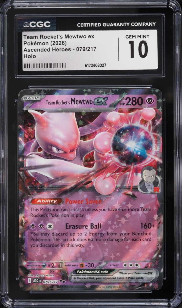 2026 Pokemon Mega Evolution Ascended Heroes Holo Team Rocket's Mewtwo ex #79 CGC 10 GEM MINT