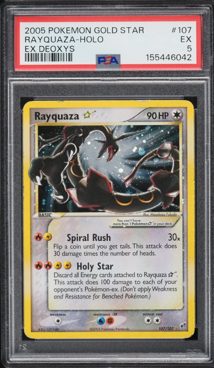 2005 Pokemon EX Deoxys Holo Rayquaza Gold Star #107 PSA 5 EX