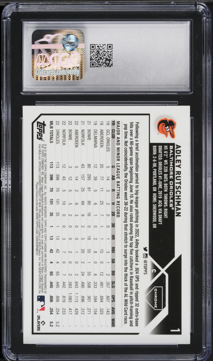 2023 Topps Chrome Prism Refractor Adley Rutschman ROOKIE #1 CGC 10 GEM MINT