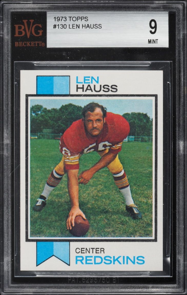 1973 Topps Football Len Hauss #130 BVG 9 MINT