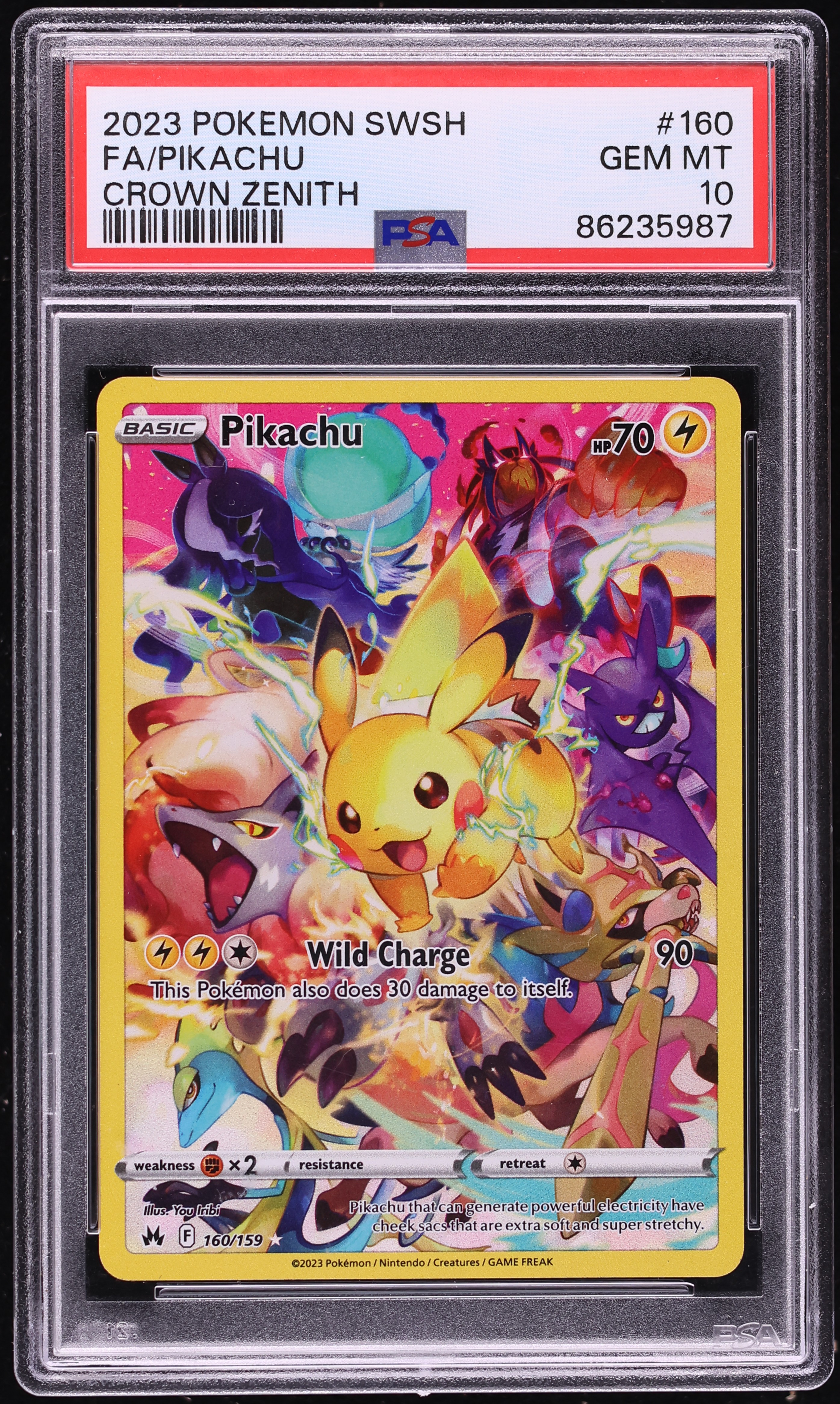 2023 Pokemon Sword & Shield Crown Zenith SEC Pikachu #160 PSA 10 GEM MINT