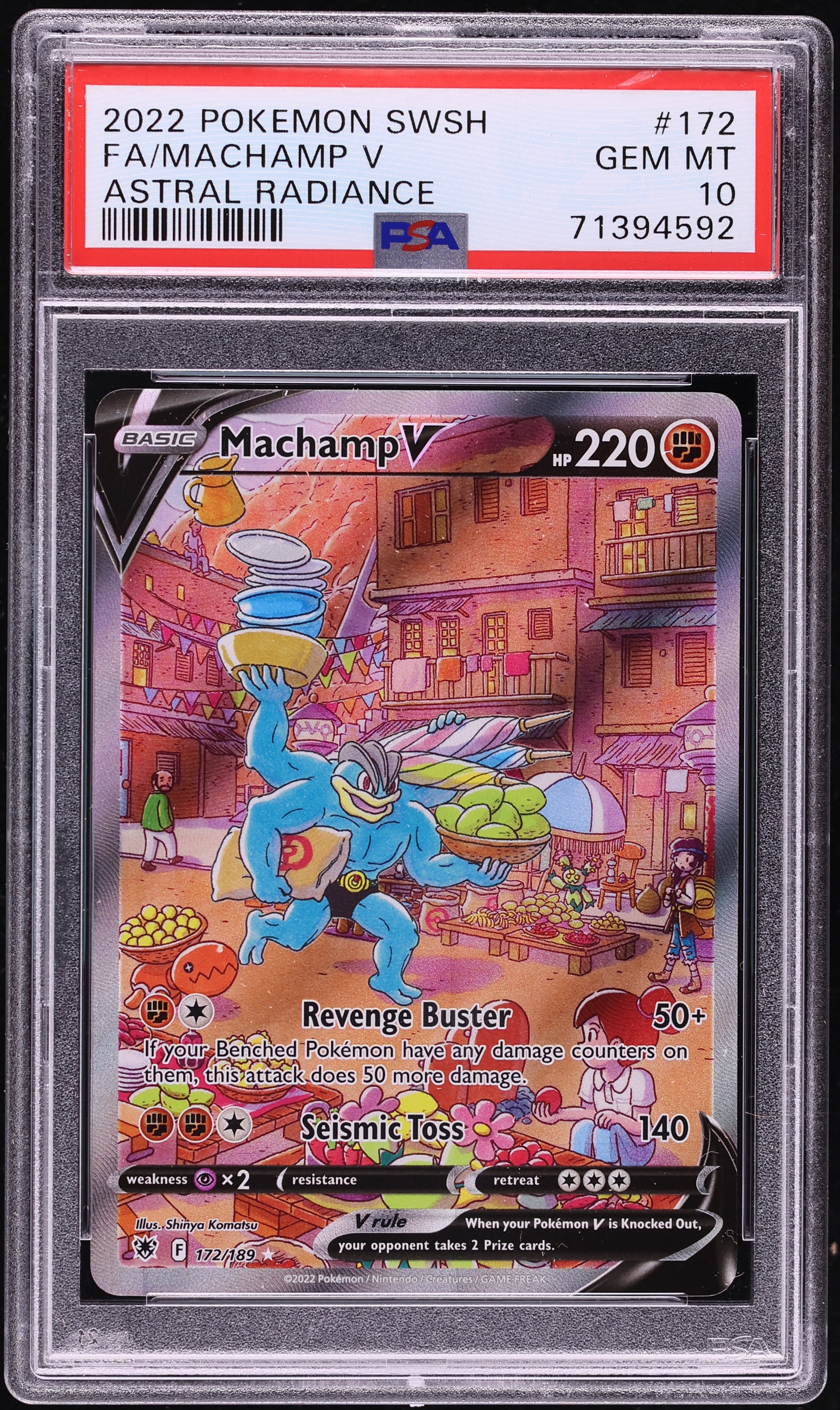 2022 Pokemon Sword & Shield Astral Radiance Full Art Machamp V #172 PSA 10 GEM MINT