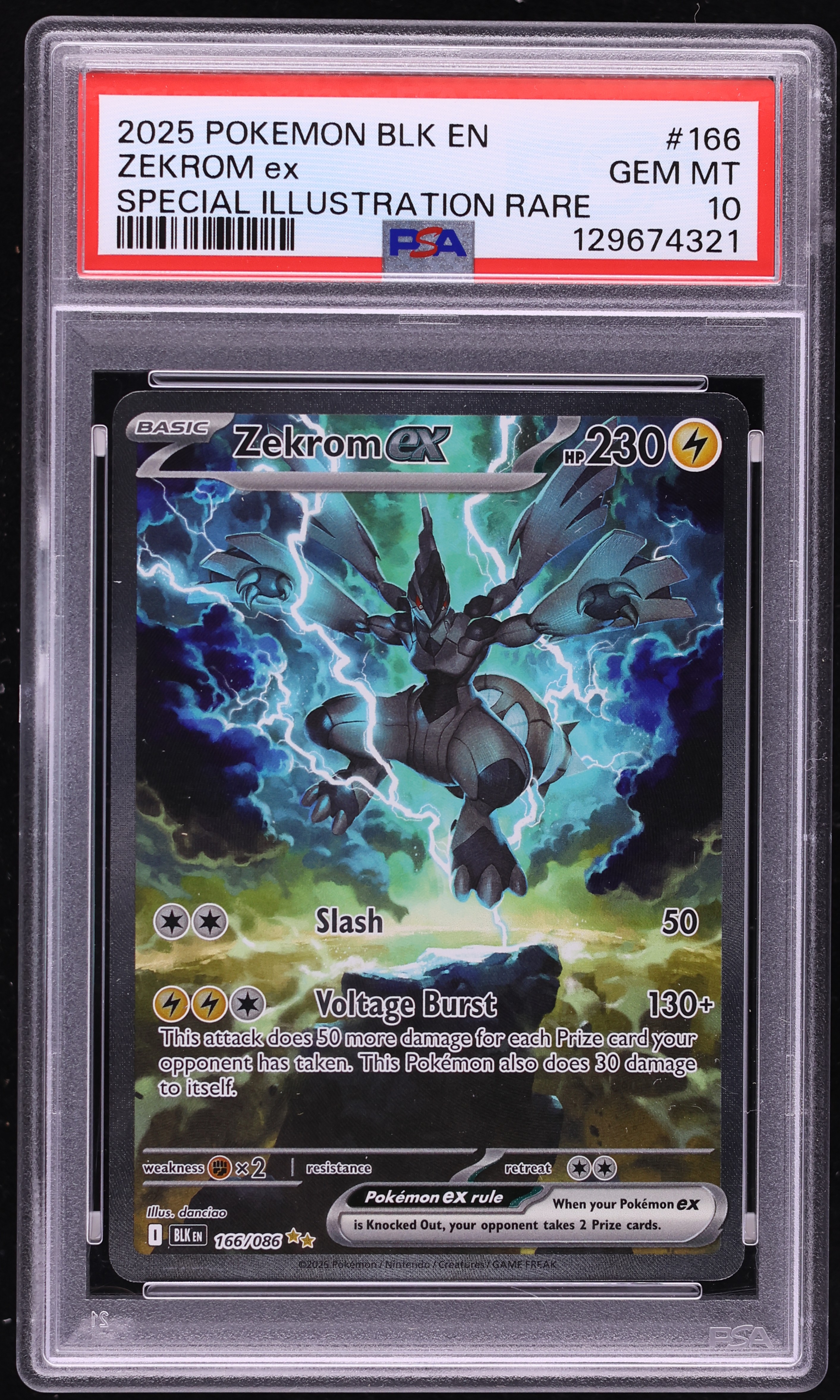 2025 Pokemon Scarlet & Violet Black Bolt SIR Zekrom Ex #166 PSA 10 GEM MINT