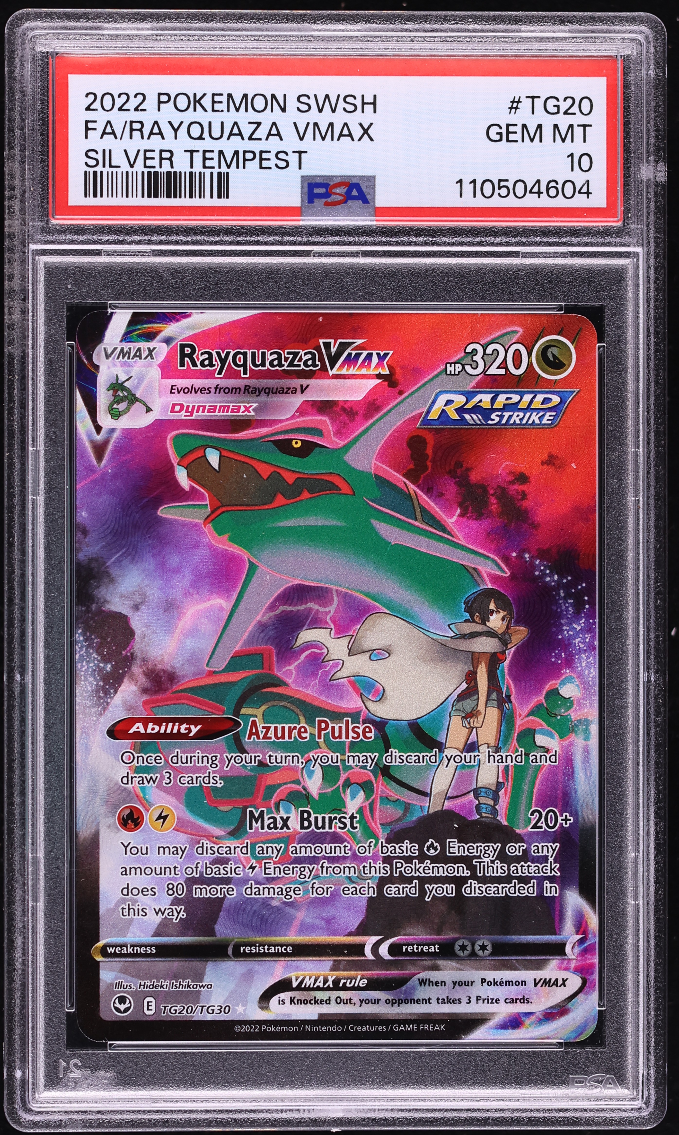 2022 Pokemon Sword & Shield Silver Tempest CHR Rayquaza VMAX #TG20 PSA 10 GEM MINT