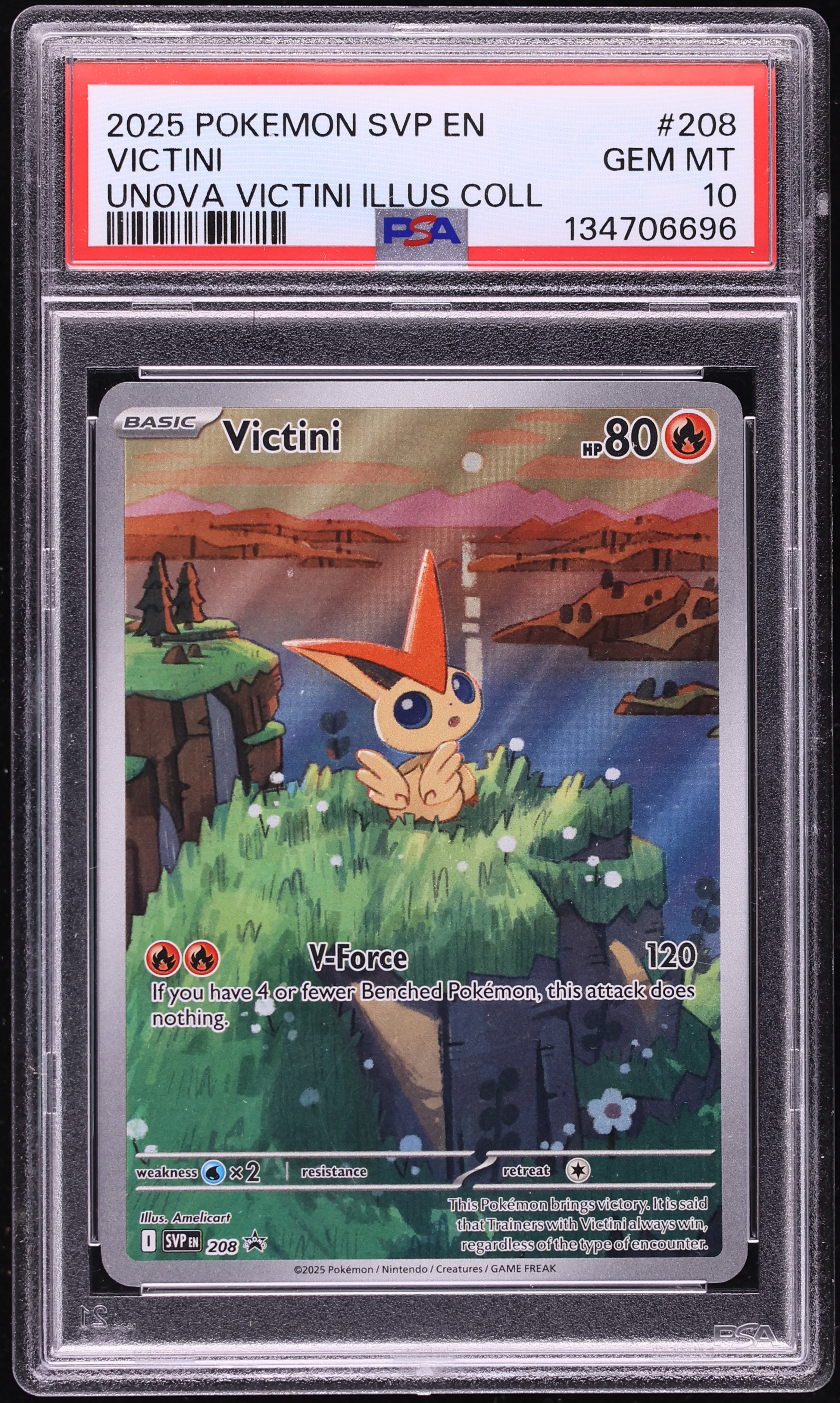 2025 Pokemon SV Promo Unova Illustration Collection Full Art Victini #208 PSA 10 GEM MINT