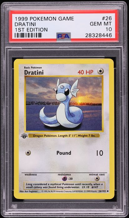 1999 Pokemon Base Set Shadowless 1st Edition Dratini #26 PSA 10 GEM MINT