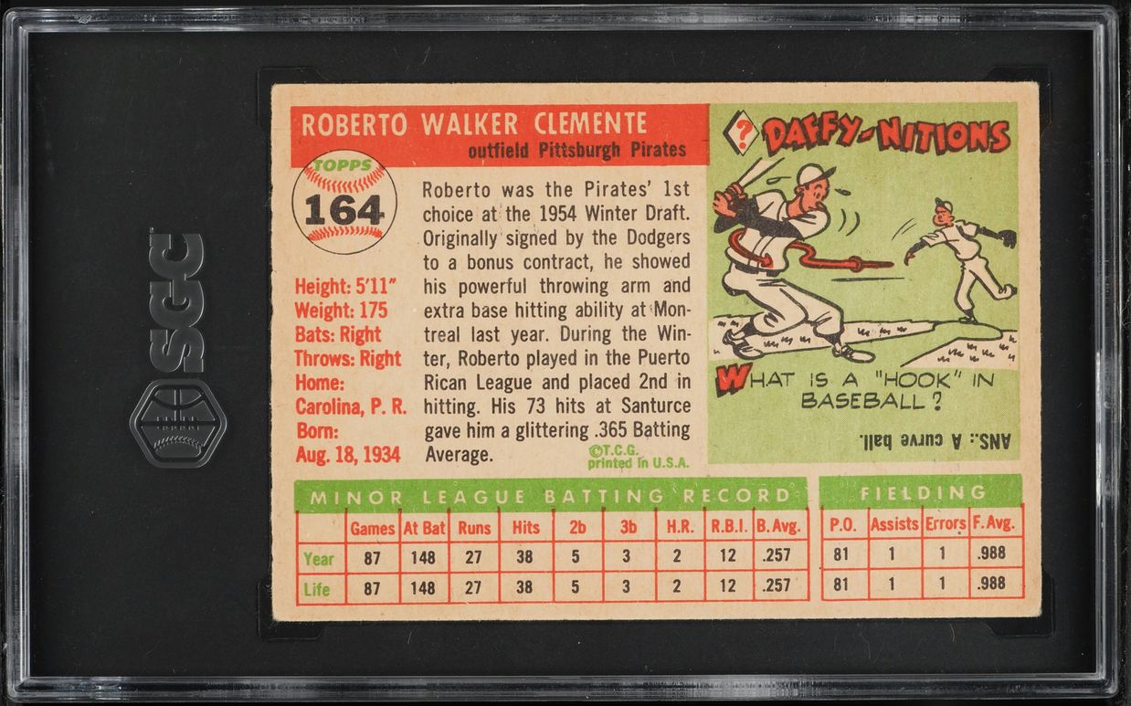 1955 Topps Roberto Clemente ROOKIE #164 SGC 4 VGEX
