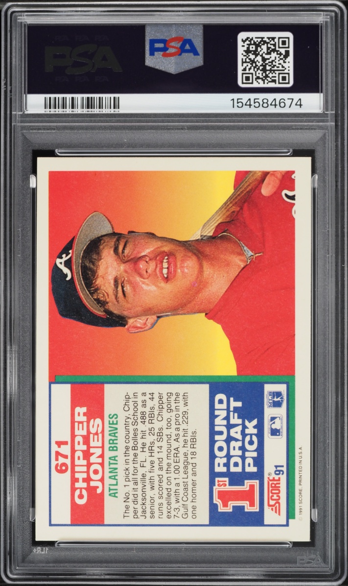 1991 Score Chipper Jones ROOKIE #671 PSA 9 MINT