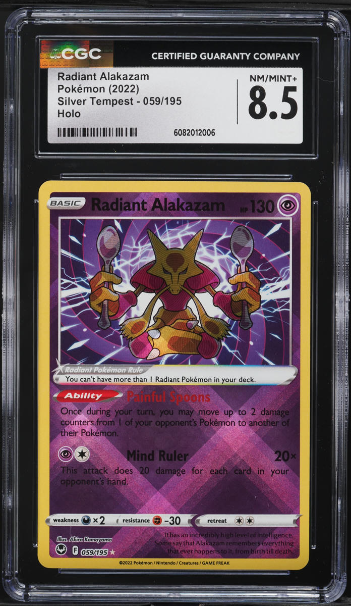 2022 Pokemon Sword & Shield Silver Tempest Holo Radiant Alakazam #59 CGC 8.5 NM-MT+