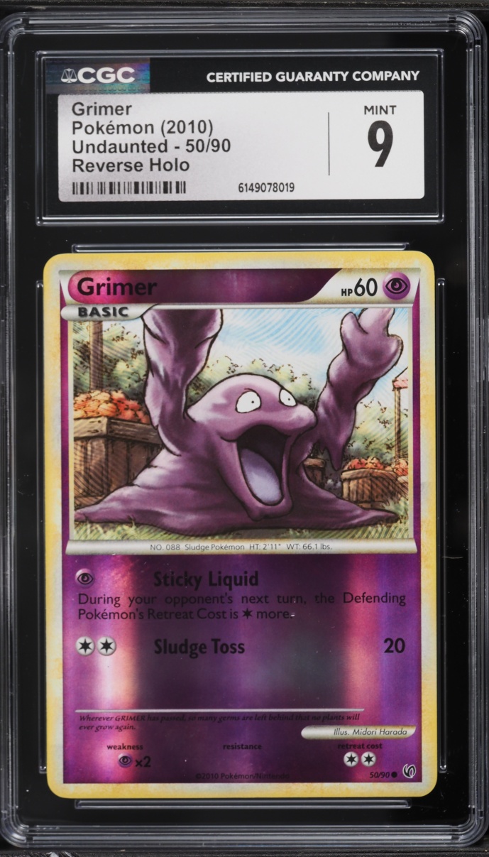 2010 Pokemon HeartGold & SoulSilver Undaunted Reverse Holo Grimer #50 CGC 9 MINT