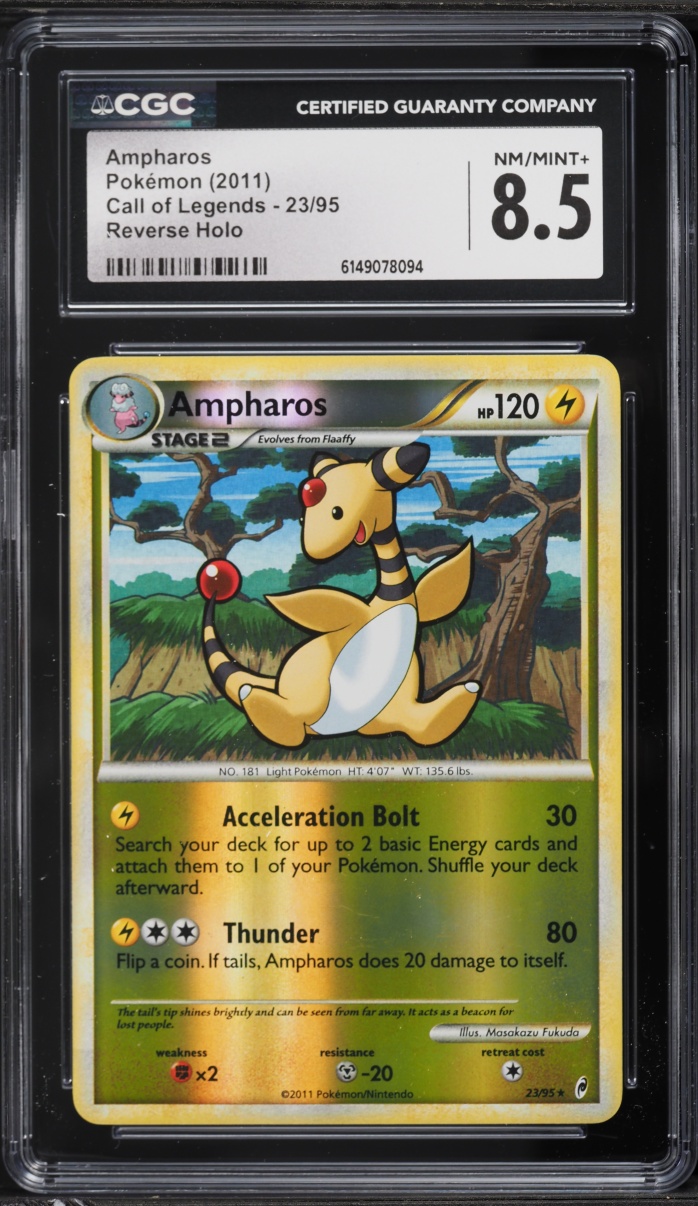 2011 Pokemon Call Of Legends Reverse Holo Ampharos #23 CGC 8.5 NM-MT+