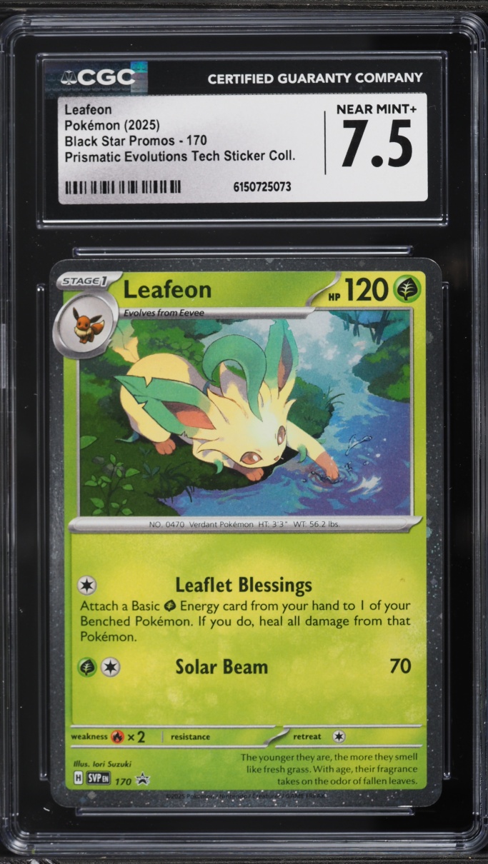 2025 Pokemon Scarlet & Violet Promo Prismatic Evolutions Tech Sticker Leafeon #170 CGC 7.5