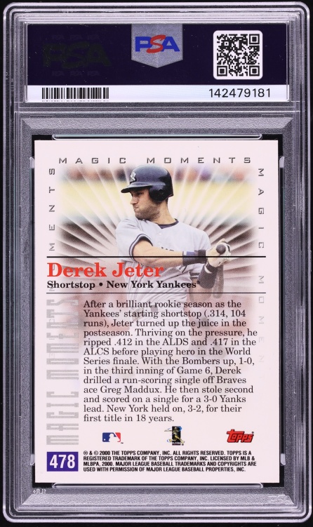2000 Topps Magic Moments Wins '96 World Series Derek Jeter #478 PSA 6 EXMT