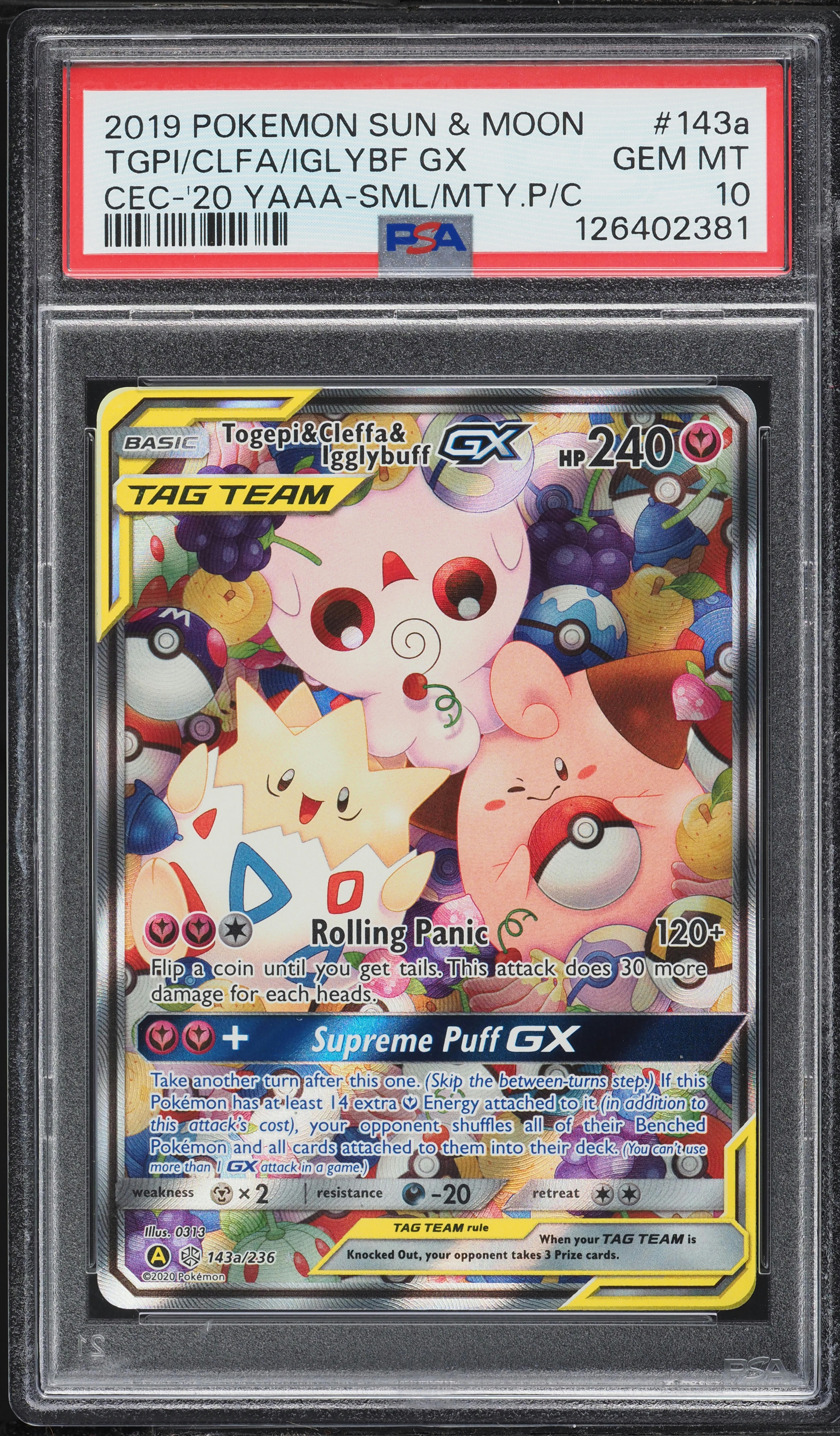 2020 Pokemon SM Cosmic Eclipse Small But Mighty Full Art Togepi Cleffa Igglybuff GX PSA 10 GEM