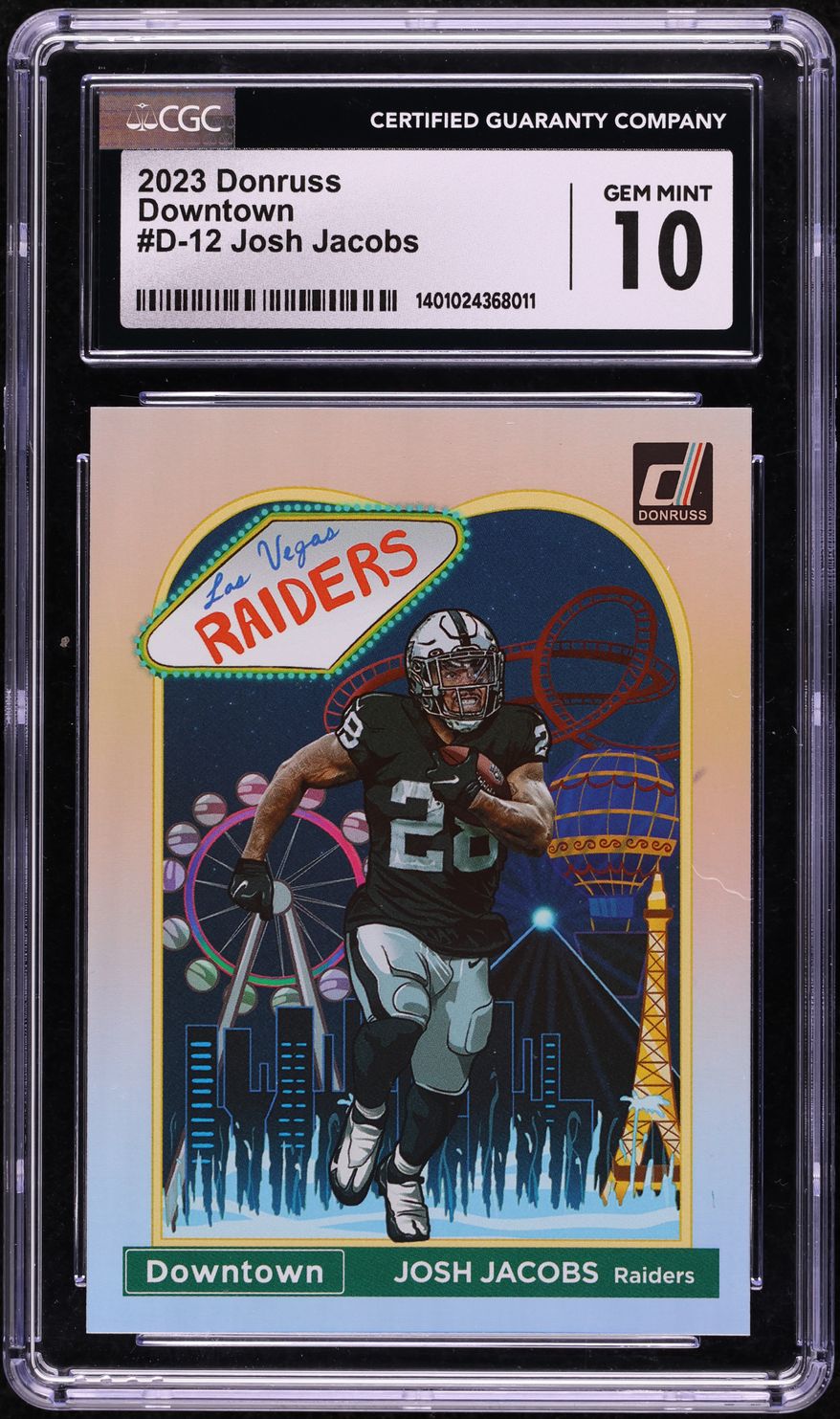 2023 Donruss Downtown Josh Jacobs #D-12 CGC 10 GEM MINT