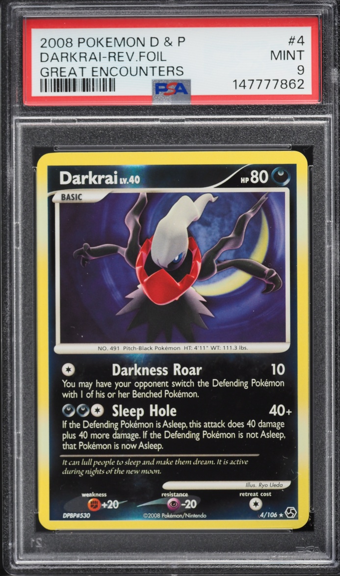 2008 Pokemon Diamond & Pearl Great Encounters Reverse Holo Darkrai #4 PSA 9 MINT