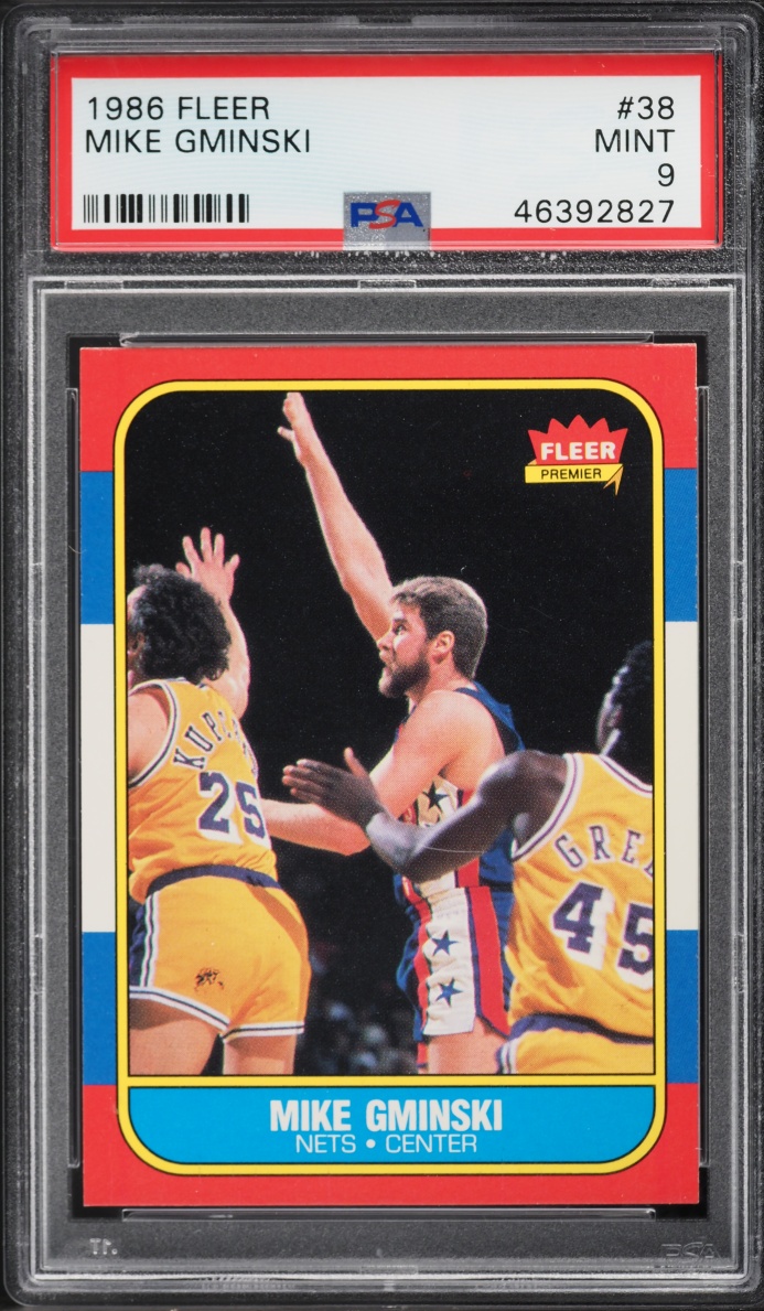 1986 Fleer Basketball Mike Gminski #38 PSA 9 MINT