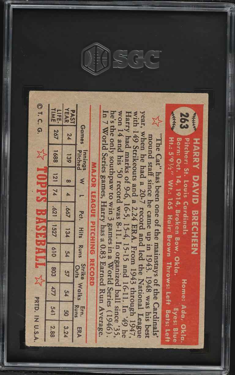 1952 Topps Harry Brecheen #263 SGC 2.5 GD+