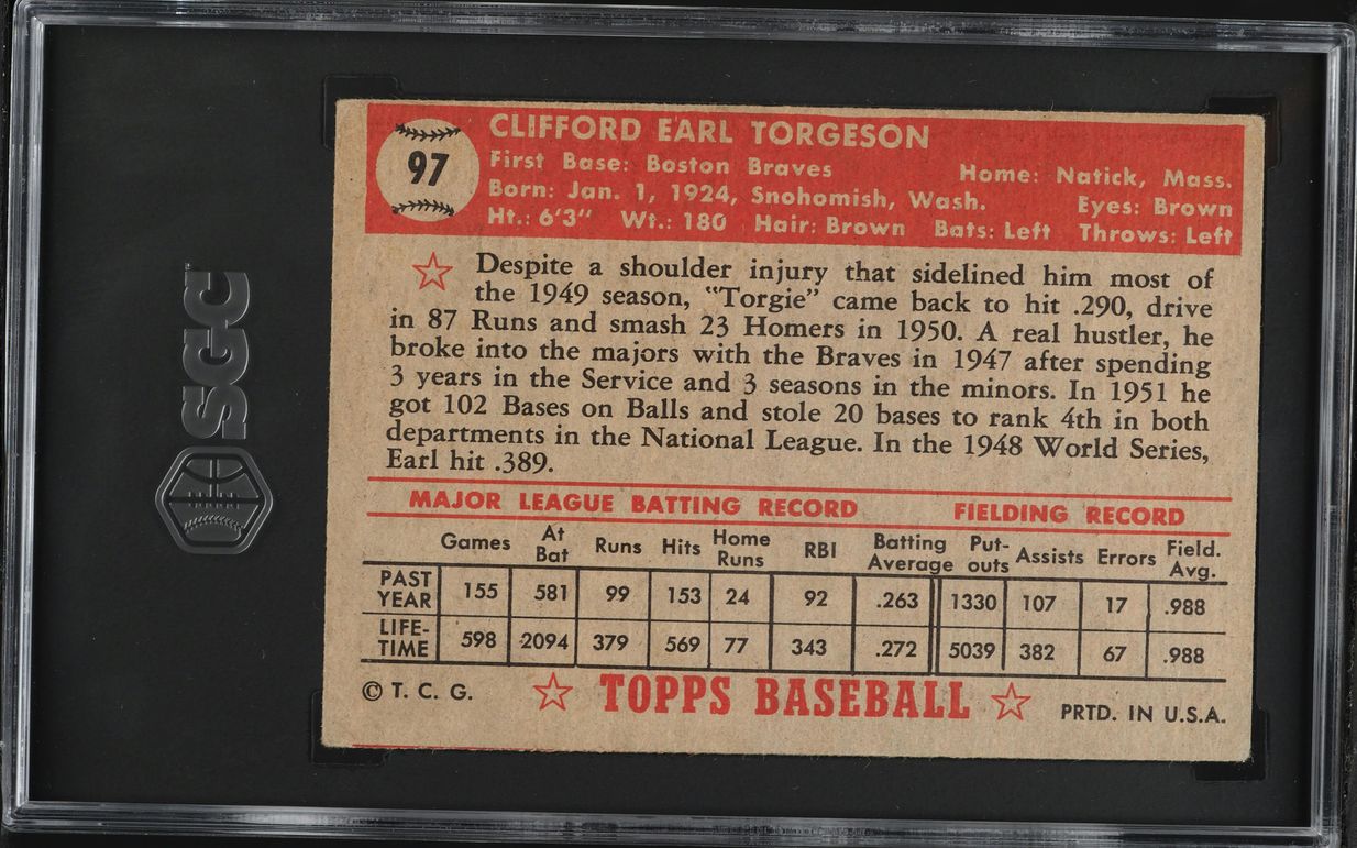 1952 Topps Earl Torgeson #97 SGC 3.5 VG+