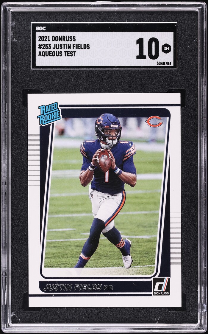 2021 Donruss Aqueous Test Justin Fields ROOKIE #253 SGC 10 GEM MINT