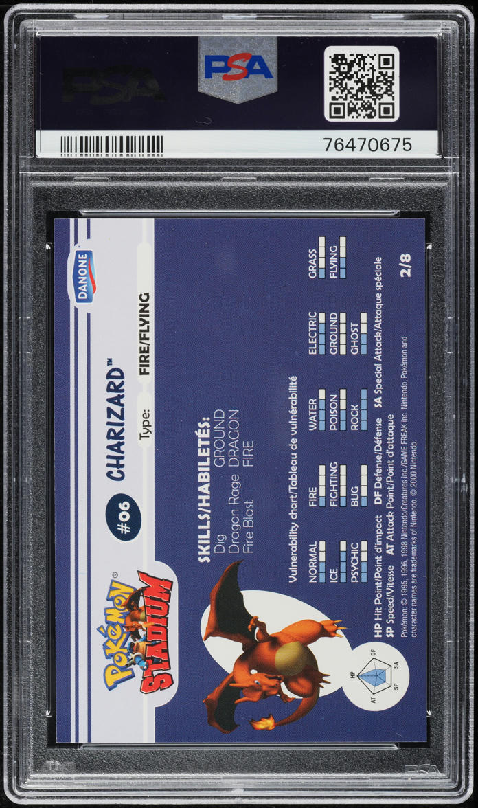 2000 Danone Pokemon Stadium Tip Shiny Gold Charizard #2 PSA 10 GEM MINT