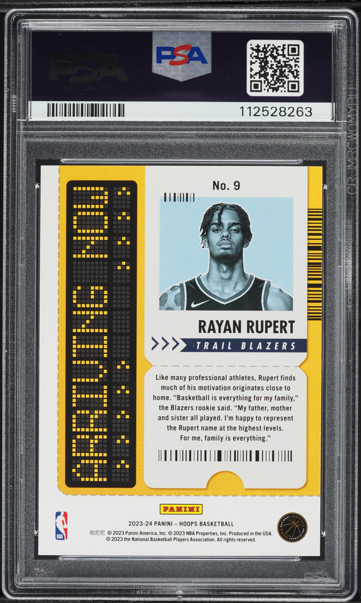 2023 Hoops Arriving Now Holo Rayan Rupert #9 PSA 10 GEM MINT