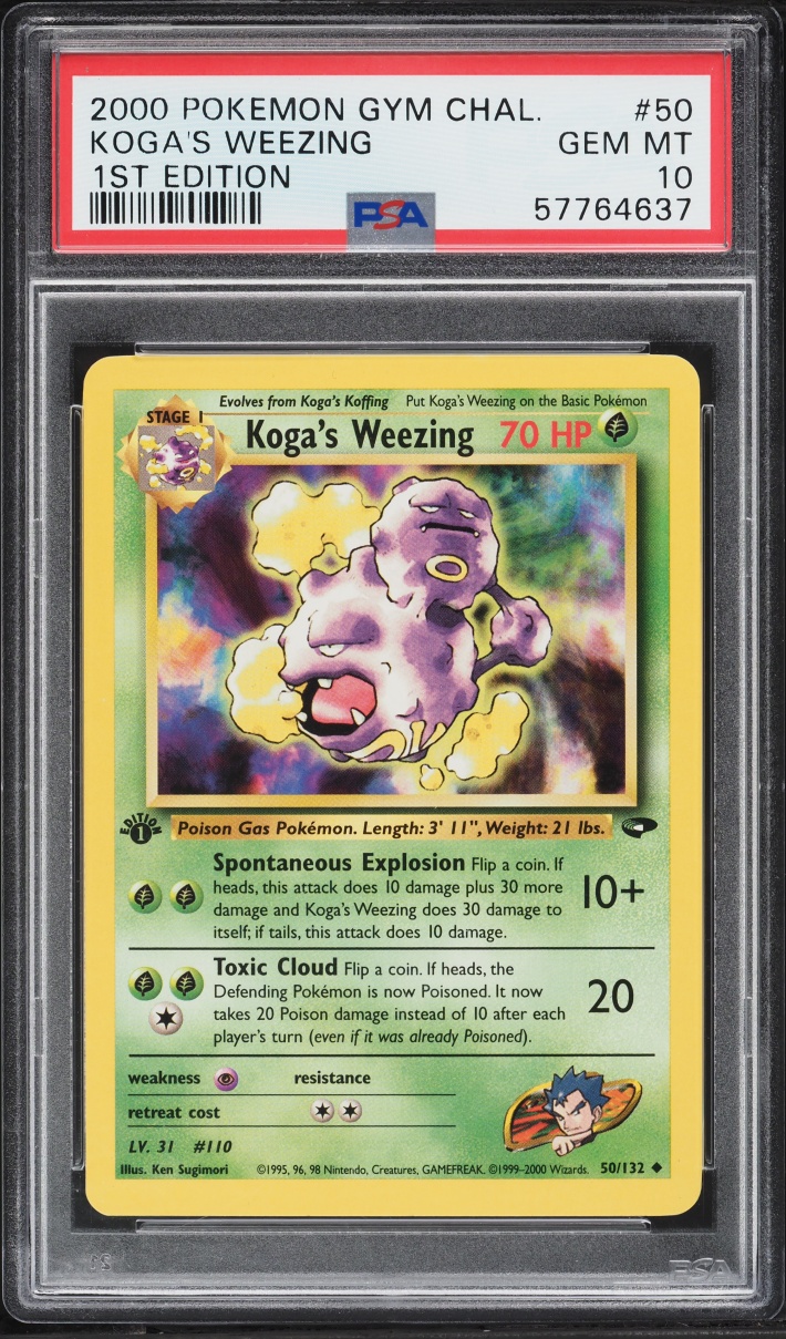 2000 Pokemon Gym Challenge 1st Edition Koga's Weezing #50 PSA 10 GEM MINT