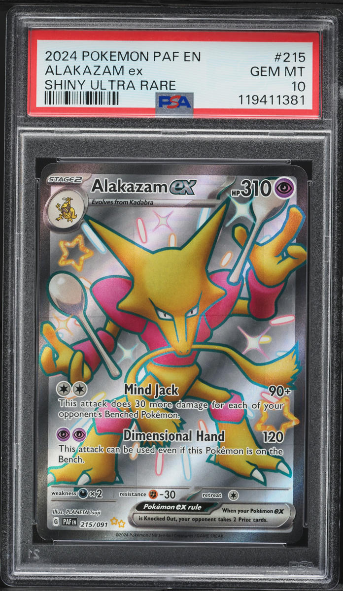 2024 Pokemon SV Paldean Fates Full Art Shiny Alakazam ex #215 PSA 10 GEM MINT