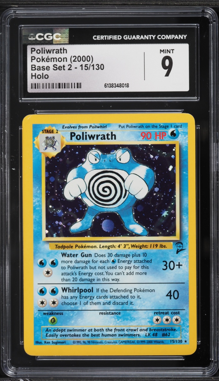 1999-2000 Pokemon Base Set 2 Holo Poliwrath #15 CGC 9 MINT