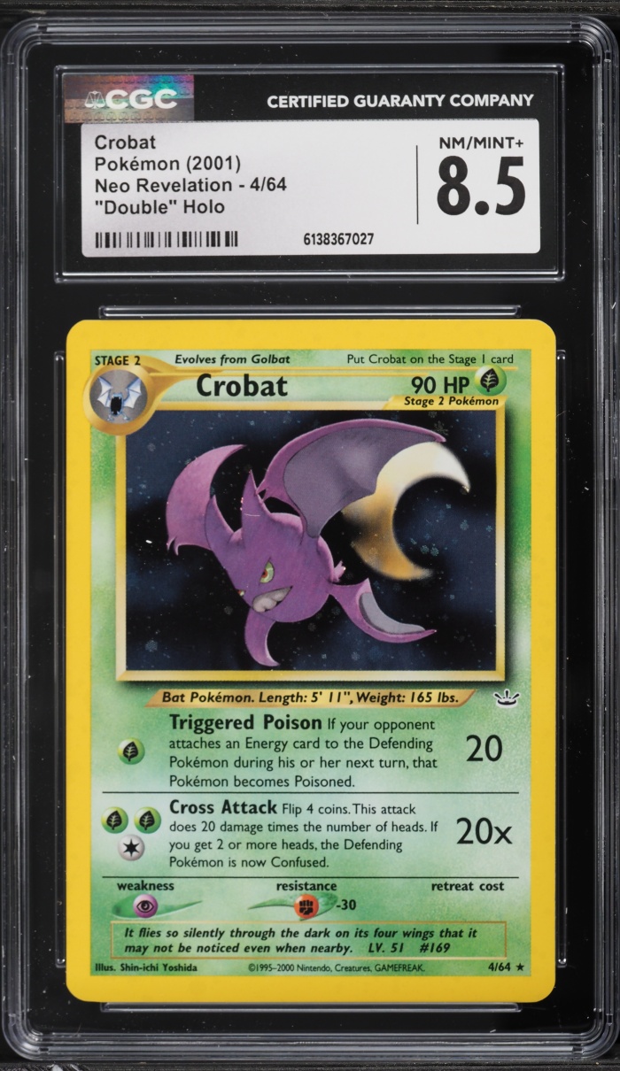 2001 Pokemon Neo Revelation Double Holo Crobat #4 CGC 8.5 NM-MT+