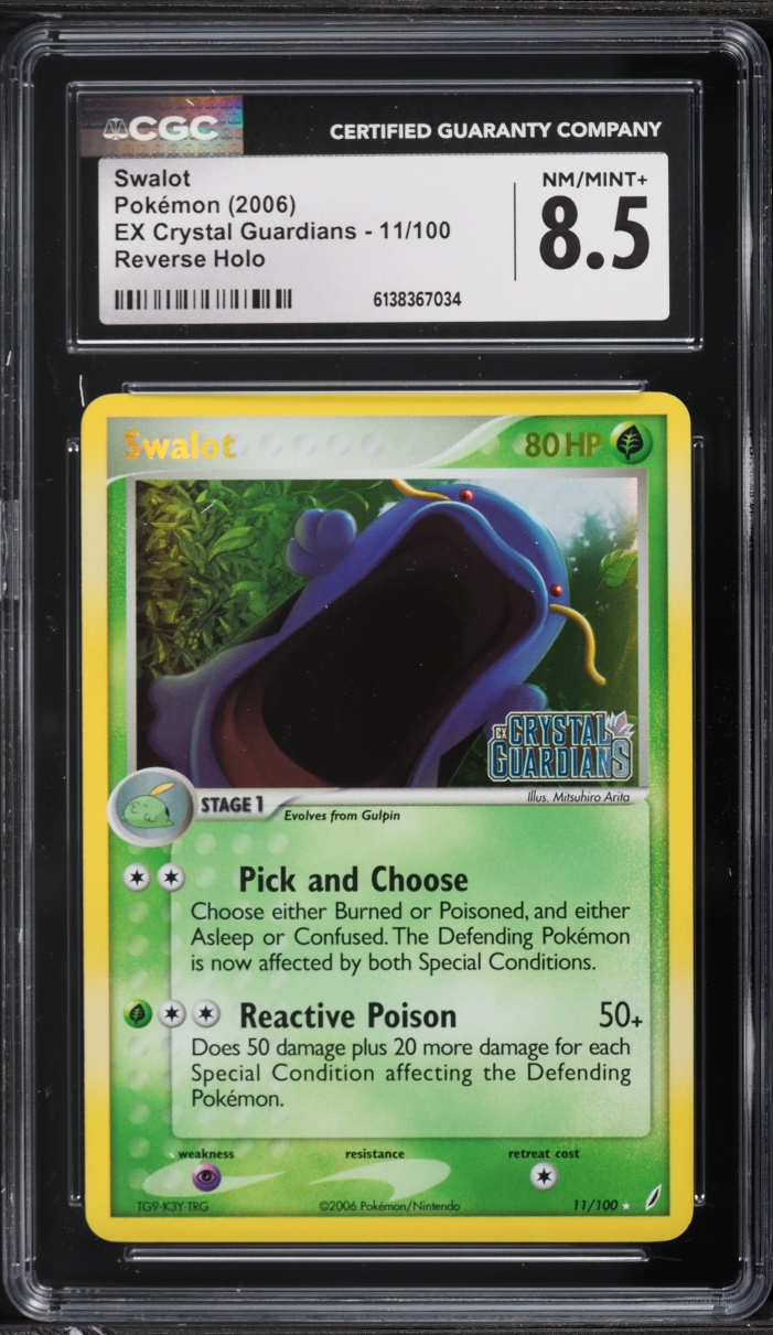 2006 Pokemon EX Crystal Guardians Reverse Holo Swalot #11 CGC 8.5 NM-MT+