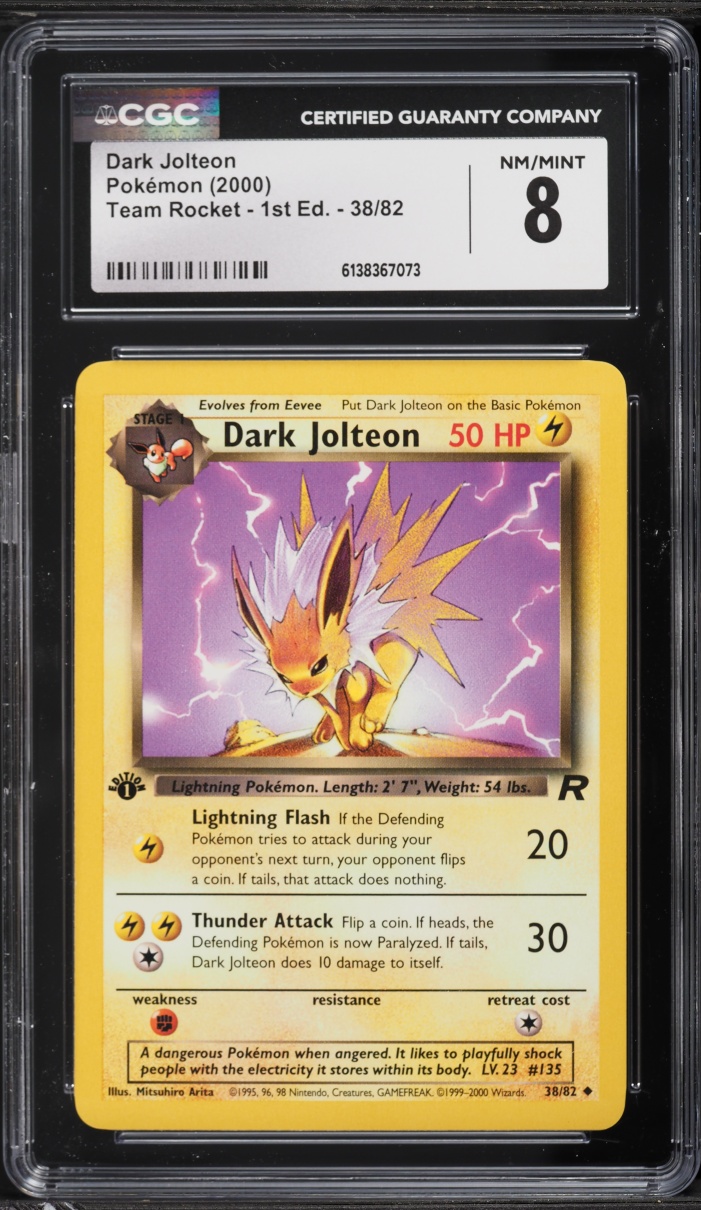 2000 Pokemon Team Rocket 1st Edition Dark Jolteon #38 CGC 8 NM-MT