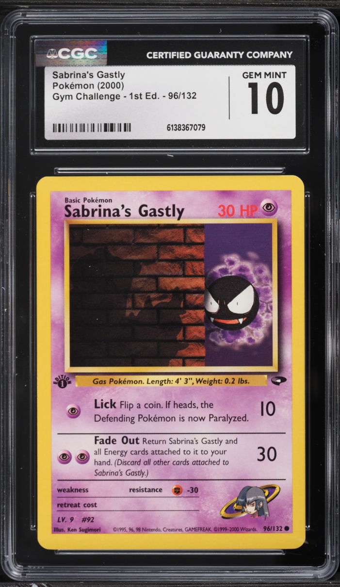 2000 Pokemon Gym Challenge 1st Edition Sabrina's Gastly #96 CGC 10 GEM MINT