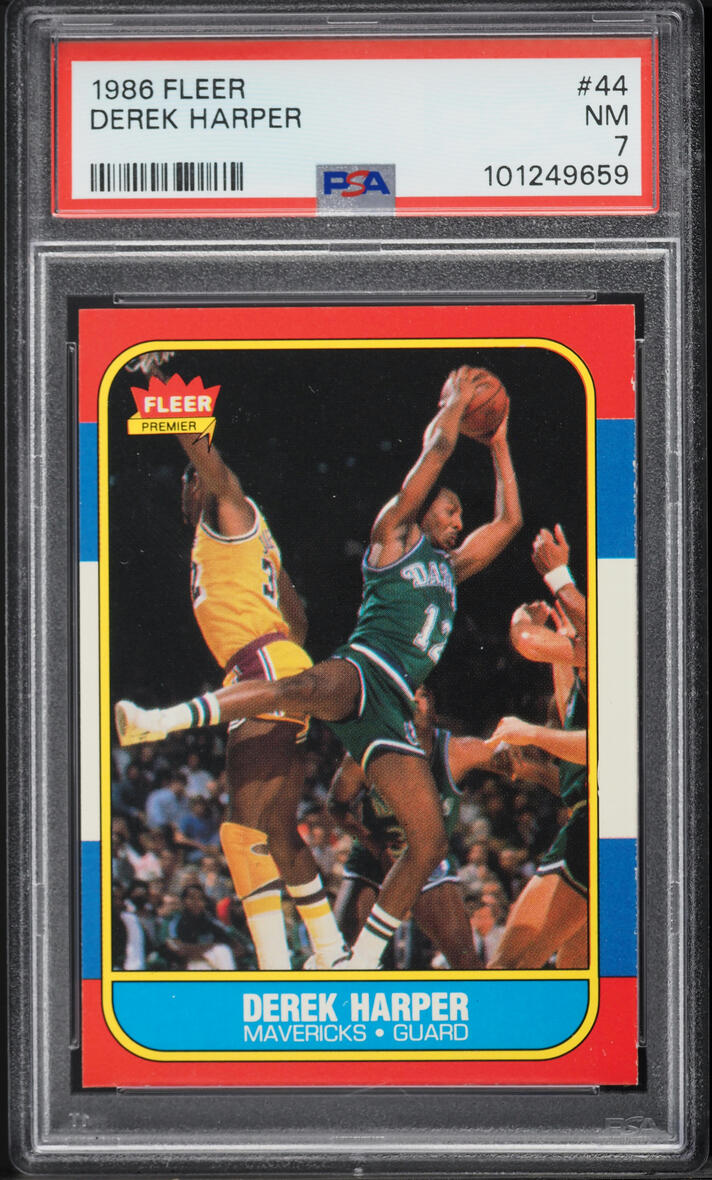 1986 Fleer Basketball Derek Harper #44 PSA 7 NRMT
