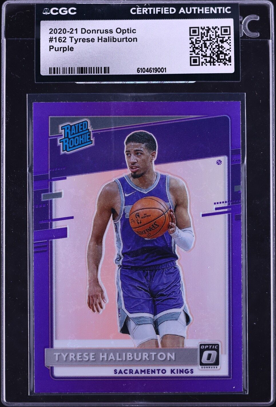 2020 Donruss Optic Purple Tyrese Haliburton ROOKIE #162 CGC AUTH