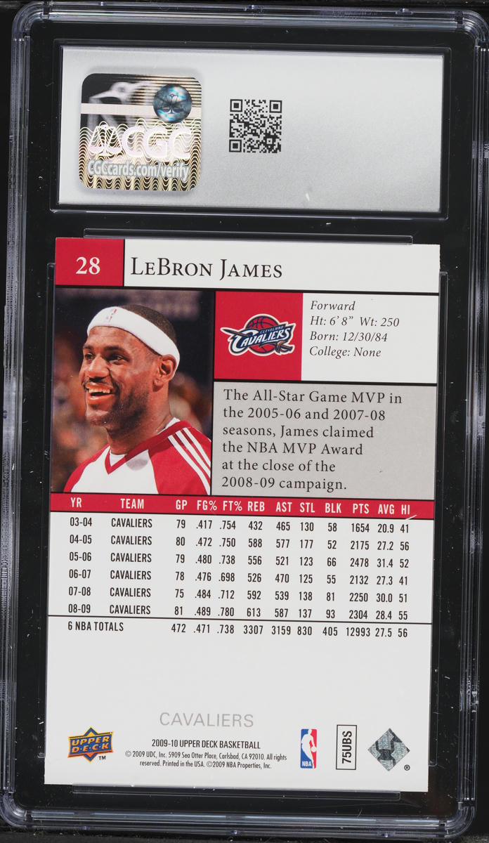 2009 Upper Deck Basketball LeBron James #28 CGC 9 MINT