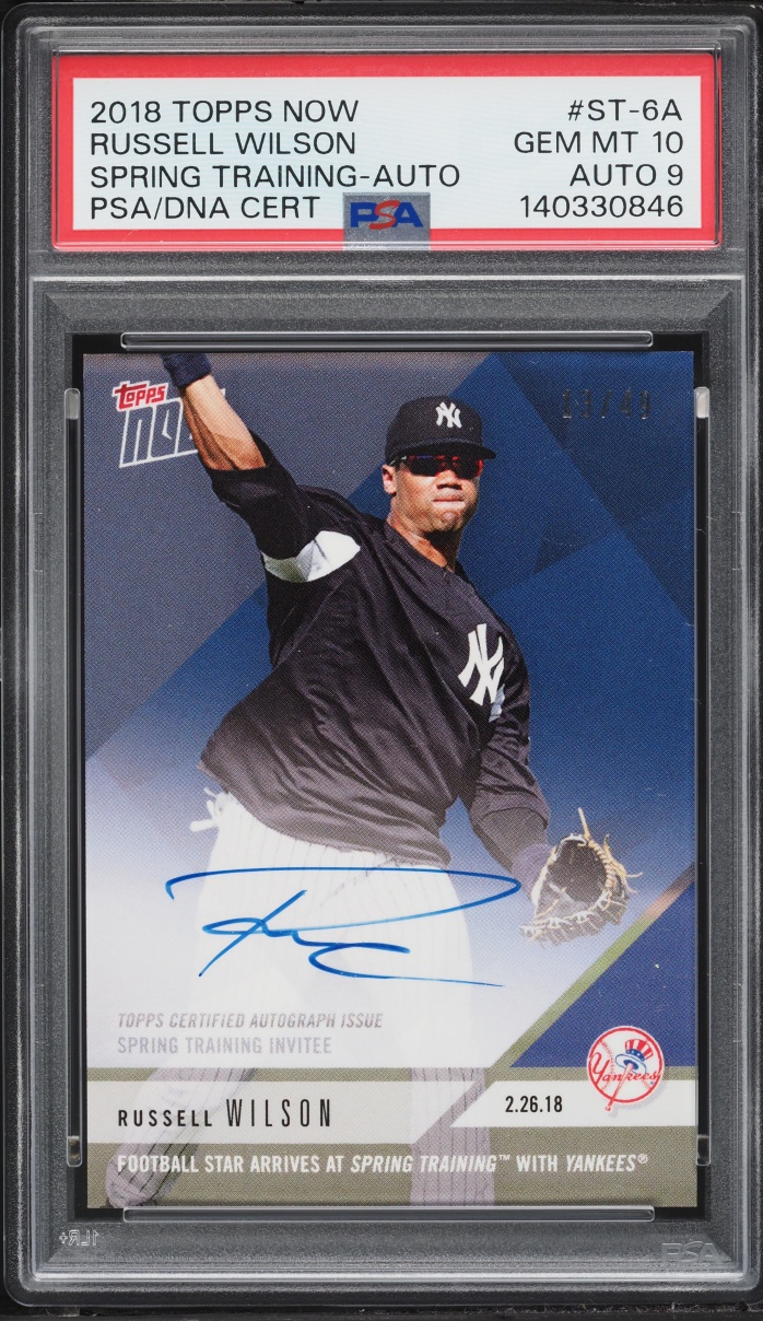 2018 Topps Now Spring Training Russell Wilson AUTO DNA 9 /49 #ST-6A PSA 10 GEM MINT
